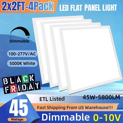 #ad 2X2FT LED Flat Panel Light 45W Dimmable 5800 lumens 5000K Recessed Edge Lit $231.77