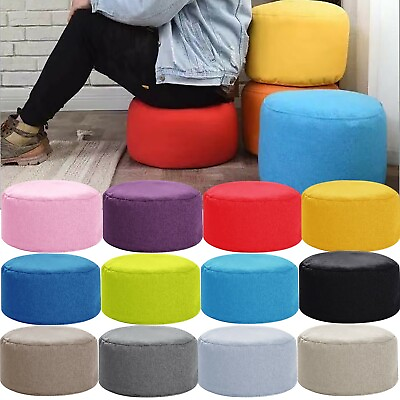 #ad Foot Stool Seat Ottoman Footstool Round Sofa Pedal Linen Cushion Bench Covers $10.19