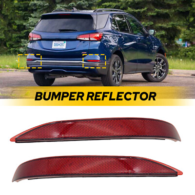 #ad Pair For Equinox Chevrolet 2018 2022 Red Lens Rear Bumper Reflector Lights Trim $18.09