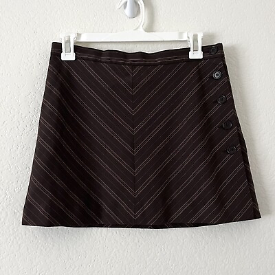 #ad BCBGMAXAZRIA Vintage Brown Wool Low Rise Mini Skirt Size 2 $24.00