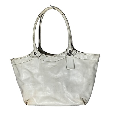 #ad Coach Shoulder Bag White Leather Large $36.75
