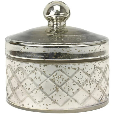 #ad Antique Mercury Round Textured Glass Trinket Box $17.26