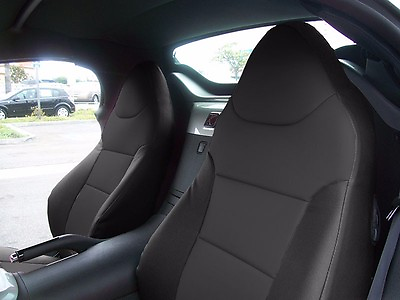 #ad IGGEE S.LEATHER CUSTOM MADE FRONT SEAT COVERS FOR SATURN SKY 2007 2010 BLACK $159.00