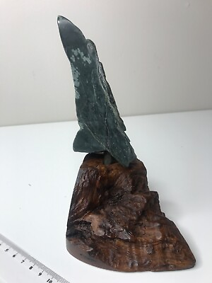 #ad Jade reflection meditation stone like a pine tree on a mountain UNIQUE Oak base AU $180.00