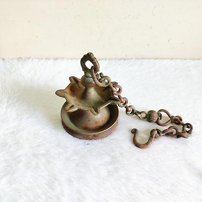 #ad 19c Vintage Handmade Brass Hanging Oil Lamp 7 in 1 Wick Old Rare Collectible 123 $500.00