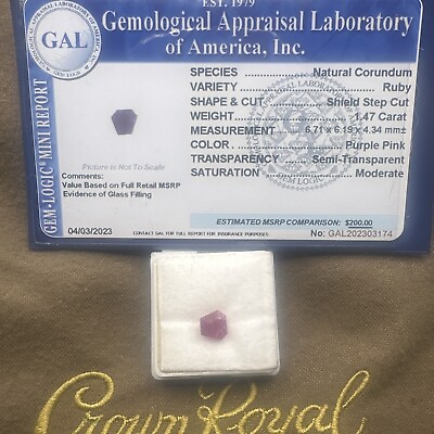 #ad GAL Certified Natural 1.47 Ct Ruby Loose Gemstone MSRP $200 $75.00