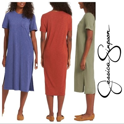 #ad Jessica Simpson Ladies#x27; Spring Summer Pocket Midi Tee Dress size S to 3xl $14.99