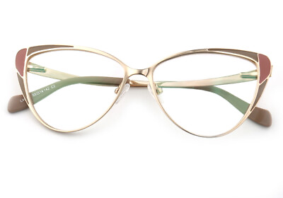 #ad Women Cat Eye Eyeglasses Frames Stainless Steel Metal Round Oversized Glasses $34.99