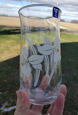 #ad Set 5 Crystal Clear Industries Crystal Floral 16 oz Glasses Made In Turkey NWT $28.99