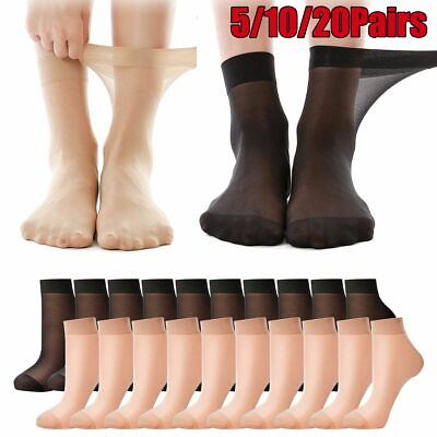 #ad 5 10 20 Pairs Women Nylon Elastic Short Ankle Sheer Stockings Silk Short Socks $6.29