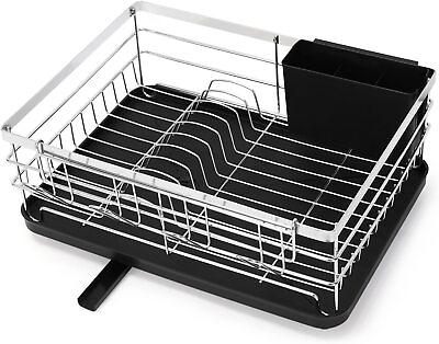 #ad Kitchen Stainless Steel Dish Drying Rack w Cups amp; Utensil Holder Drainboard US $26.42