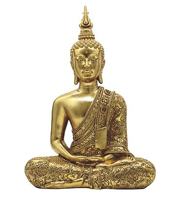 #ad ICE ARMOR 12quot; H Gold Thai Buddha in Meditation Statue Feng Shui Decoration Re... $107.98