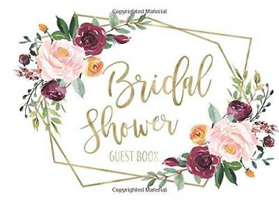 #ad Bridal Shower Guest Book: Boho Gold Geometric Floral Guest Book And Gift GOOD $8.67