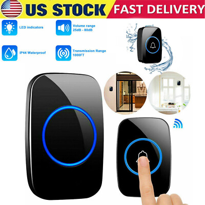 #ad Wireless Doorbell Chime Waterproof Plugin Receiver Adjustable Volume 1000FT Kit $10.49