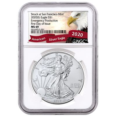 #ad 2020 S 1 oz American Silver Eagle Struck at San Francisco Mint Emergency Pr... $48.66