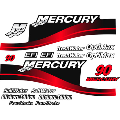 #ad Mercury Outboard Decal Sticker Kit 90 HP Red $59.99