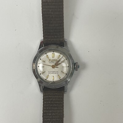 #ad VINTAGE 1950s FLUVA GENEVE 1” STAINLESS AUTOMATIC WRISTWATCH Not Working As Is $69.75