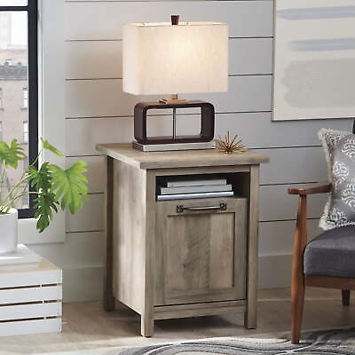 #ad Modern Farmhouse Side Table with USB Living Room Sofa End Table Nightstand New $117.00