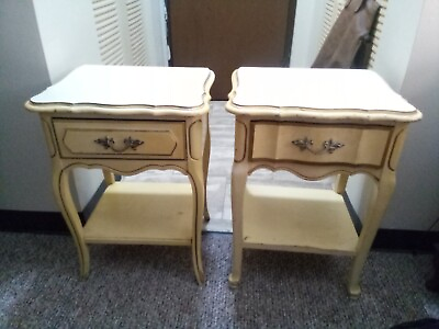 #ad 2 Vintage Wood Dixie French Provincial Nightstand Side End Bedside Tables We Shi $400.00