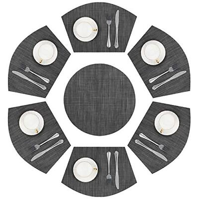 #ad SHACOS Round Table Placemats Set of 7 Wedge Shaped Place Mat with Centerpiece... $25.18