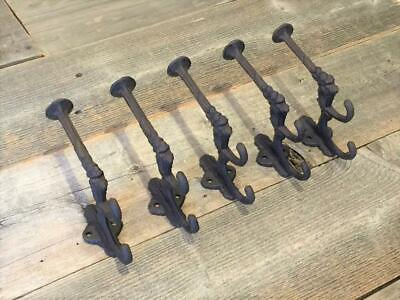 #ad Antique Cast Iron Wall Hooks Victorian Ornate Towel Coat Hat Hangings $13.25