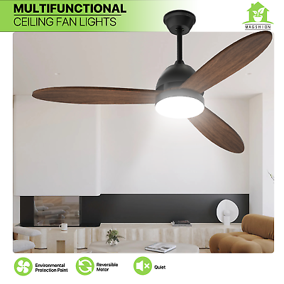 #ad 52quot; Indoor LED 6 Speeds Ceiling Fan 3 Color Temperatures Light Kit Fan w Remote $105.99