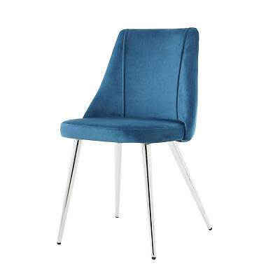 #ad Modern Velvet Blue Dining Chair Home Bedroom Stool Desk Chair $272.23