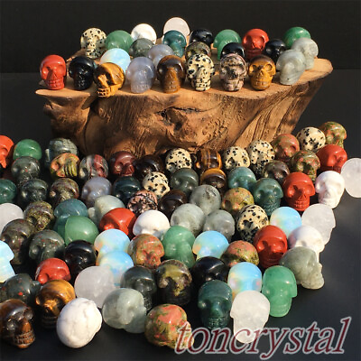 #ad 50pcs Mix Natural Quartz Crystal Skull hand Carved Mini Crystal Reiki Gift $128.34