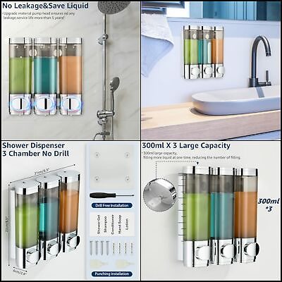#ad Dispenser Shampoo Shower Conditioner Soap Wall And Bathroom Mount Chamber new $54.13