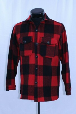 #ad Woolrich Men VTG Snow Winter Jacket Coat Warm Heavy Thick Wool 20 Plaid GUC Red $97.49