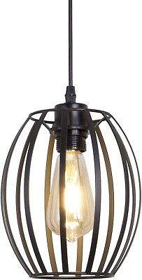 #ad Farmhouse Light Fixtures Ceiling Hanging Lamp Pendant Lighting Black Metal $16.95