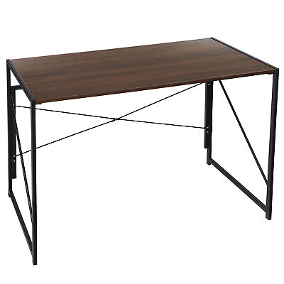 #ad Office Foldable Table Writing Computer Desk Industrial Style Pc Laptop Table $31.59