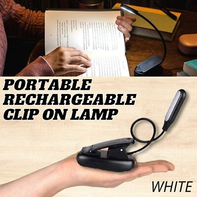 #ad USB LED Reading Book Light With Flexible Clip Rechargeable Lamps For Reader $11.99