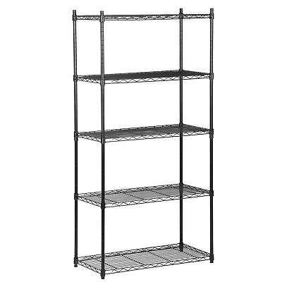 #ad 5 Shelf Steel Wire Tier Layer Shelving Durable Holder Storage Rack with 4 Wheel $106.58