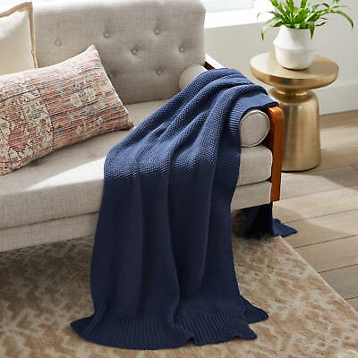 #ad Solid Knit Throw Indigo 50quot; x 60quot; Machine washable Perfect cozy gift option $19.65