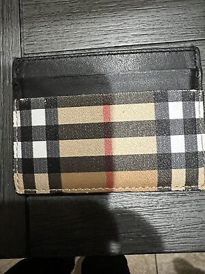 #ad Burberry Vintage Check Leather Sandon Card Case Black Beauty $88.00