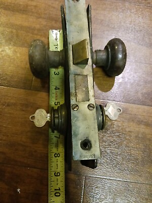 #ad Vintage Russwin Mortise Lock Door Hardware With Knobs And 2 Keys $49.99