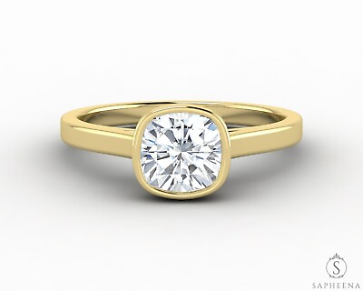 #ad 1.0 Ct Cushion Cut Bezel Set Engagement Wedding Promise Ring Solid 10k 14k Gold C $329.99