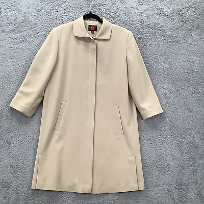 #ad Vintage Gallery Coat Women#x27;s M Petite Beige Fully Lined ButtonDressy ¾ Sleeve $29.99
