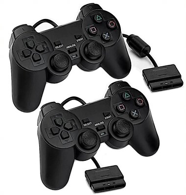 #ad Controller for PlayStation 2 PS2 Wired Black by Voomwa 2 Pack US Seller $15.99