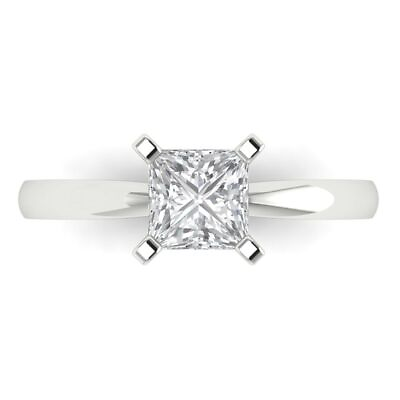 #ad 1 ct Princess Cut Simulated Diamond 18k White Gold Wedding Classic Bridal Ring $341.99