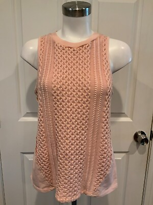 #ad Saturday Sunday by Anthropologie Pink Sleeveless Cable Knit Sweater Size Large $23.80