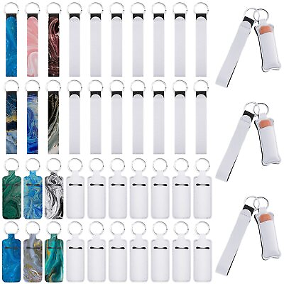 #ad Yisong 40 Pieces Sublimation Blank Wristlet Lanyards with Lipstick Holder Key... $26.05