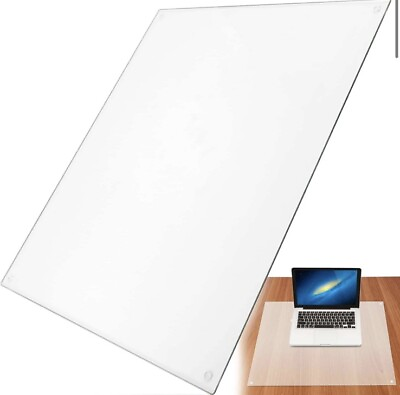 #ad 19quot; x 24quot; Tempered Glass Desk Mat to Protect Your Desk Sleek Glass Desk Pad $48.99