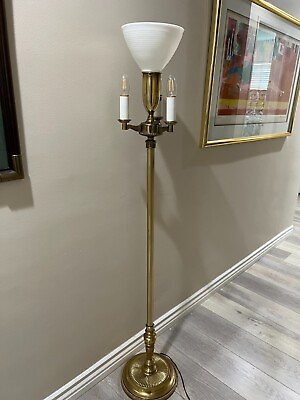 #ad VTG Stiffel 4 light Mogul Torchiere Candelabra Brass Metal Floor Lamp 59quot; Tall $699.99