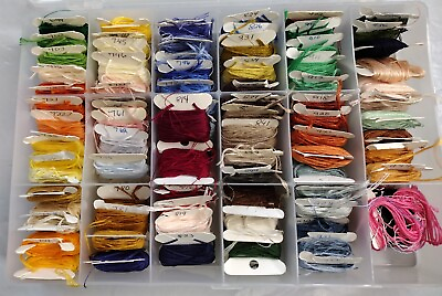 #ad Vintage Mixed lot of DMC skeins Embroidery floss storage container $17.00