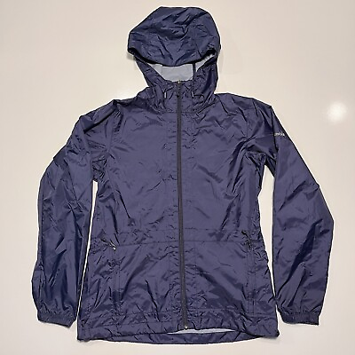 #ad Columbia Jacket Windbreaker Small Blue Rain Coat Hiking Outdoors Nylon Light $15.32