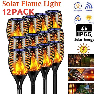 #ad WHOLESALE 12X Flickering Solar Flame Torch Outdoor Landscape Garden Yard Lights $29.99
