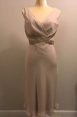 #ad Anne Klein Women’s Cream Beige Party Cocktail Beaded Dress Size 8* $45.00