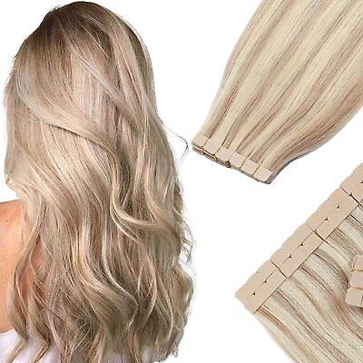 #ad Hair Extensions Human Hair Tape in Seamless Skin Weft Tape in Natural Hair $78.99
